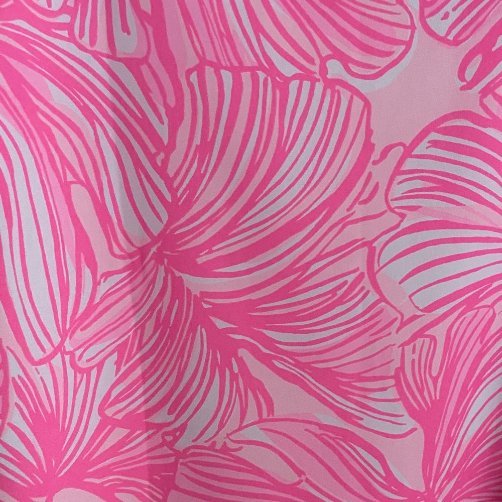 Lilly Pulitzer Pink Top Darlah Floral Ruffle Sleeve Summer Top Relaxed Fit XS - Picture 9 of 11